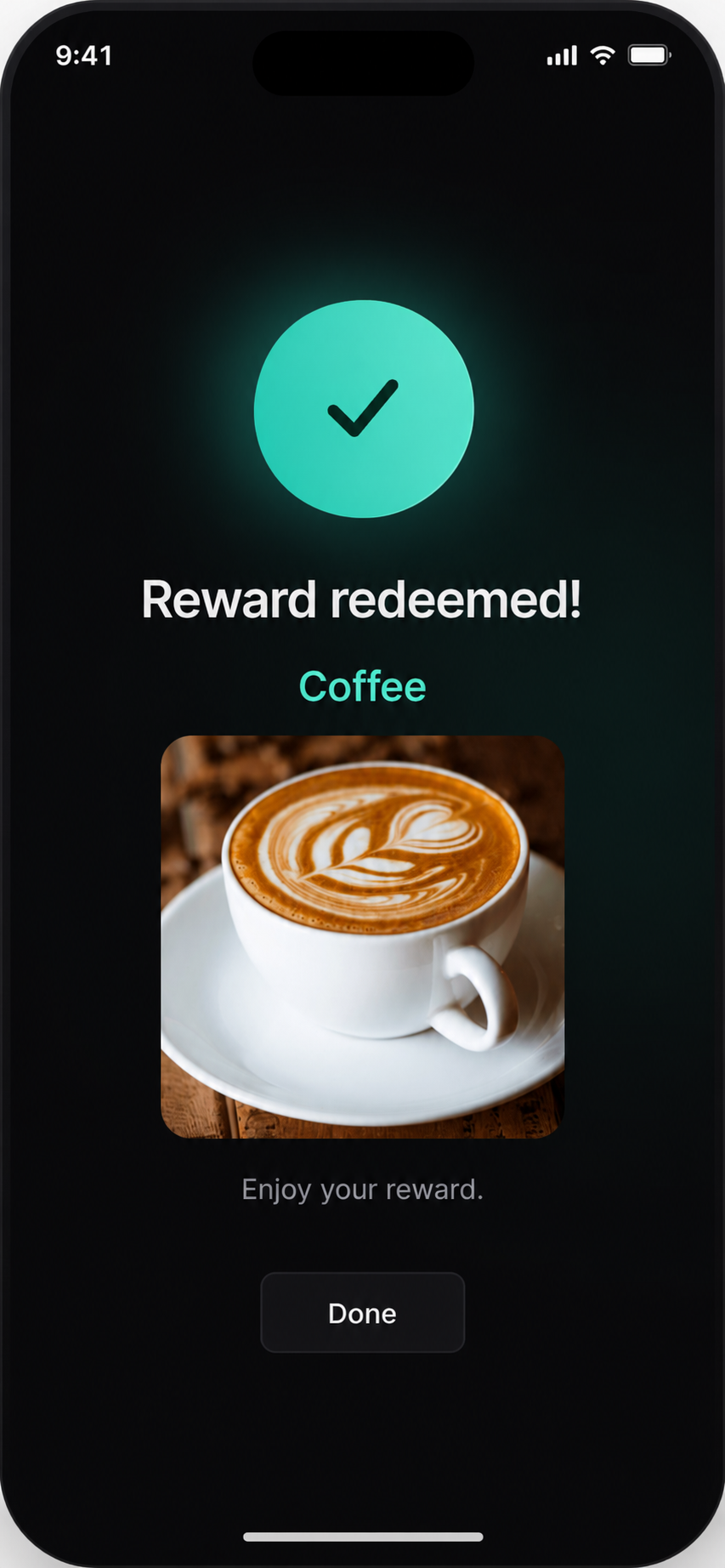 Loyaltree redeem reward success screen